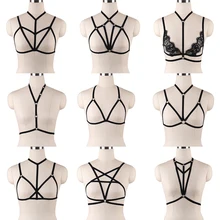 Le donne Fetish Petto Bondage Imbracatura Lingerie Harajuku Sexy Del Corpo Harness Reggiseno Erotico Corpo Cage Bra Gotico Bretelle Cinghia di Giarrettiera