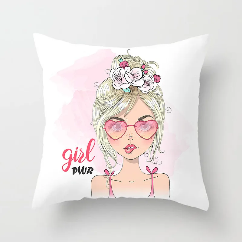 Cartoon Girls Printed Cute Dog Girl Cushion Cover 45*45 Polyester Hot Gifts For Girlfriend Throw Pillow Covers Couch Pillowcases Cartoon Girls Printed Cute Dog Girl Cushion Cover 45*45 Polyester Hot Gifts For Girlfriend Throw Pillow Covers Couch Pillowcases