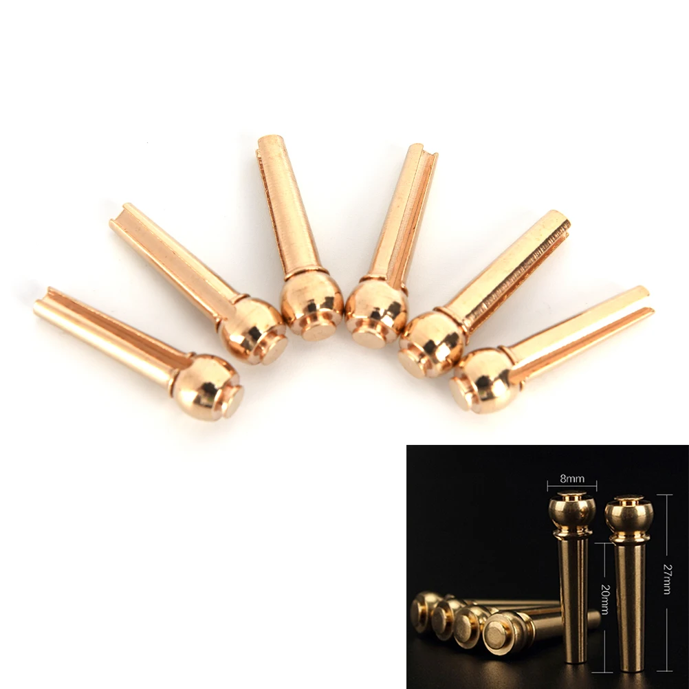 6 Pcs 27mm Metal Bridge Pin Folk Acoustic Guitar String Pins Peg Nail