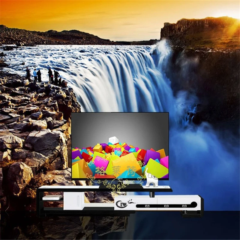 

beibehang Custom photo stereoscopic wallpaper for office sofa TV background wall paper golden waterfall 3d mural wall paper roll