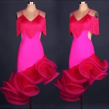 Костюм для латинских танцев, сексуальное платье для латинских танцев из спандекса с кисточками для женщин, платья для латинских танцев, 5 цветов