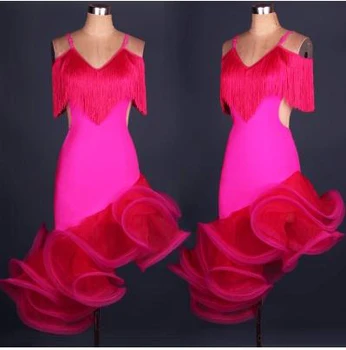 

Latin dance costume sexy tassel spandex latin dance dress for women latin dance competition dresses 5kinds of colors