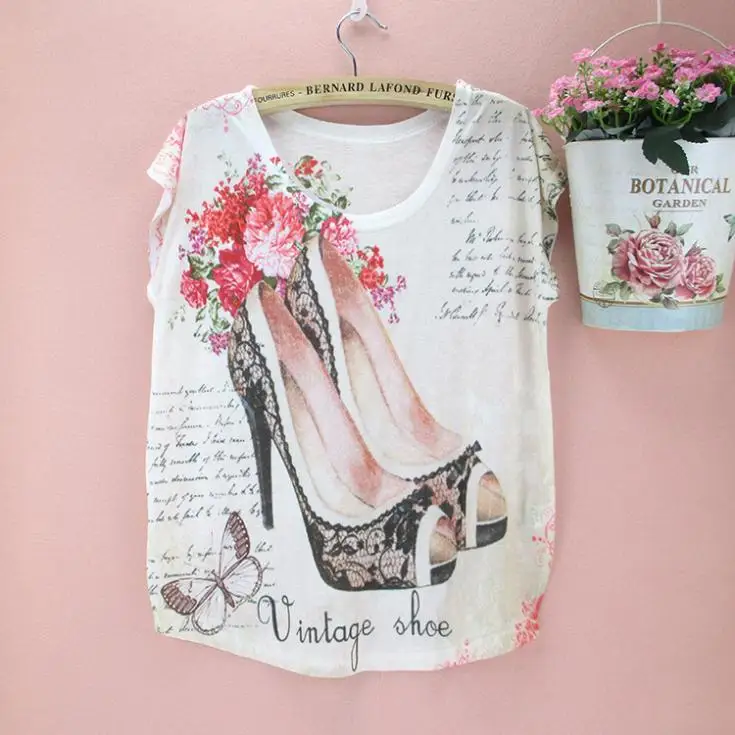 Женская футболка с цветочным принтом летняя 2015|tees women|top teesfashion tees |