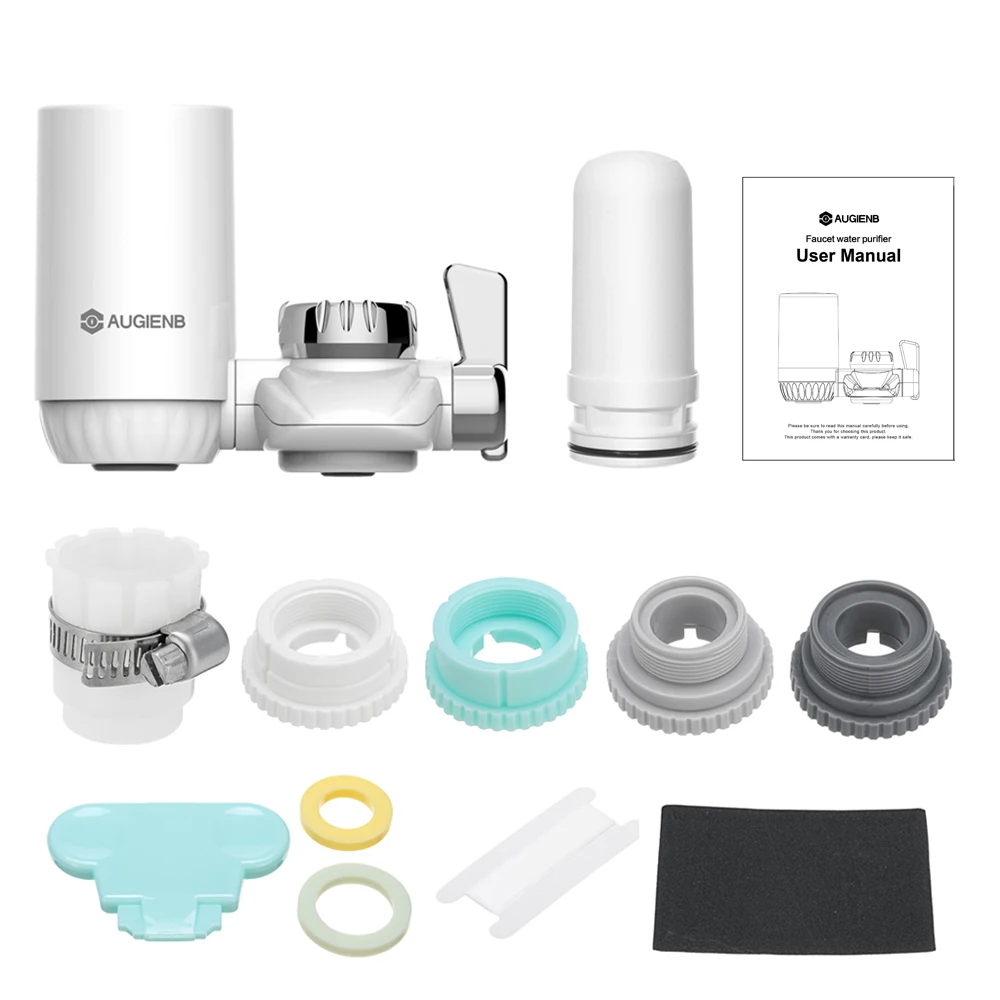 AUGIENB Kitchen Tap Faucet Water Filter Purifier - Activated Carbon Ceramic Cartridge - Reduce chlorine, odor, Contaminants AUGIENB Kitchen Tap Faucet Water Filter Purifier - Activated Carbon Ceramic Cartridge - Reduce chlorine, odor, Contaminants