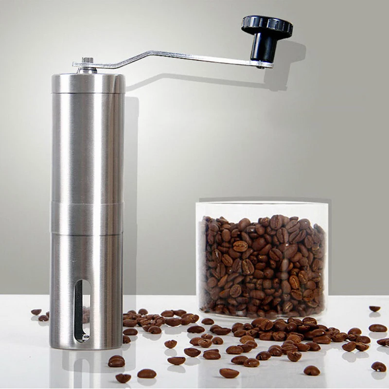 

1PCs Silver Hand Manual Coffee Grinder Handmade Coffee Bean Grinder Kitchen Utensils Stainless Steel Bean Conical Burr Mill