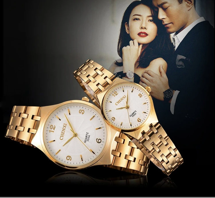 2018 Новая мода CHENXI брендовые для женщин мужчин кварцевые часы платье наручные Мода повседневное пара золото часы для влюбленных