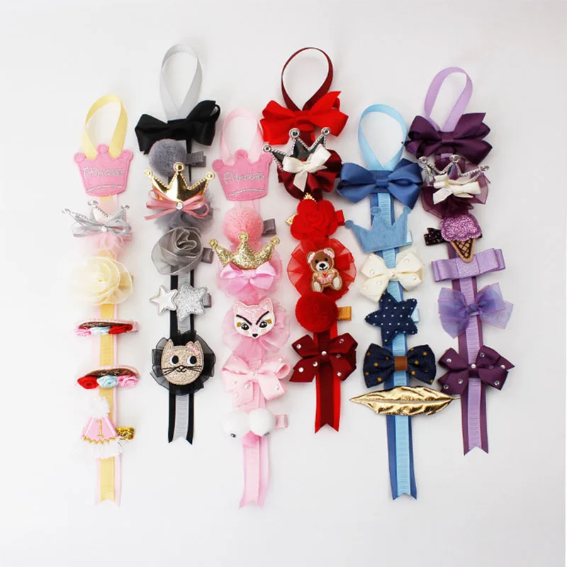

Cute Korea Girls Crown Hairpin Set Cartoon Character Flower Bow Knot Cloth Hair Clips Kids Birthday Gift Hair Accessories