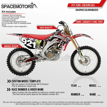 

MotoSpace Customized Team Graphics Backgrounds Decals 3M Custom Stickers For Honda CRF250R 2004-2009 CRF450R 2002 2003-2008 028