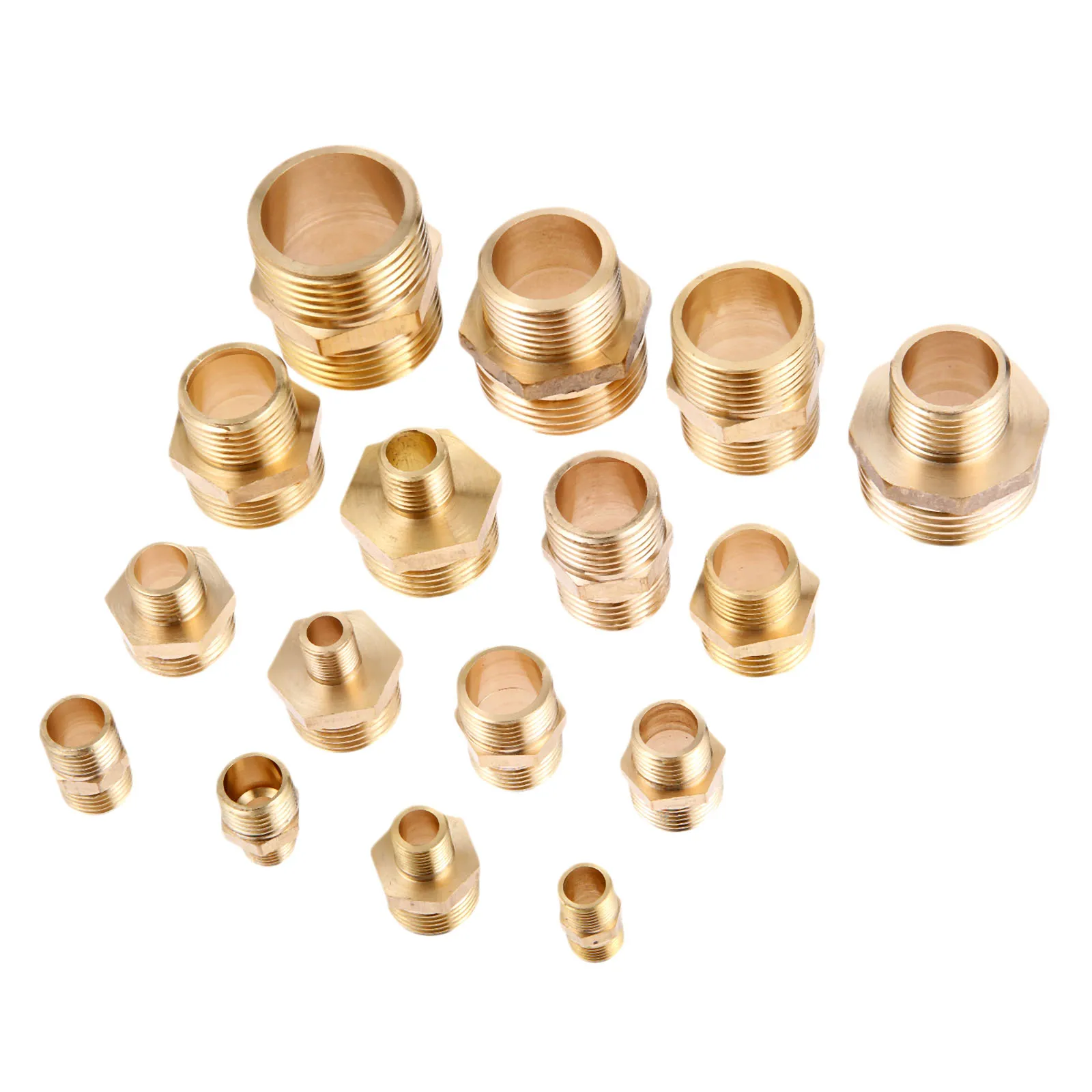2Pcs 1/8" 1/4" 3/8" 1/2" 3/4" 1" Brass Pipe Hex Nipple Fitting Quick Adapter PT Male Thread Water Connector Air Pneumatic Pipe