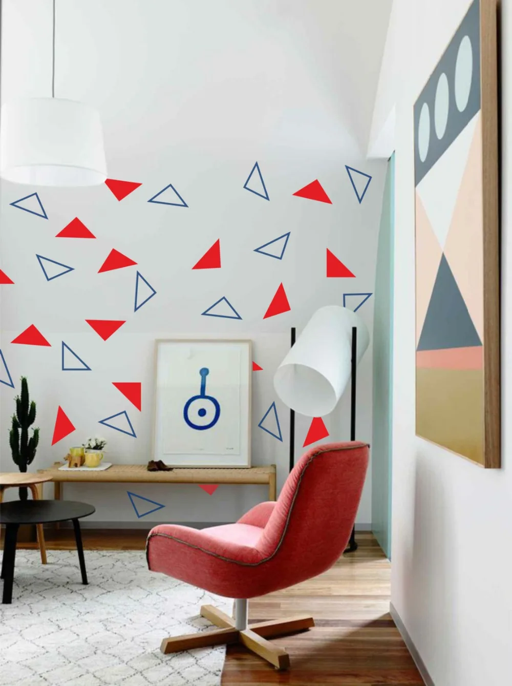 fashion 96pcs(48solid and 48hollow) Triangles vinyl, Abstract geometric wall art - removable wall decal,home decor sticker(