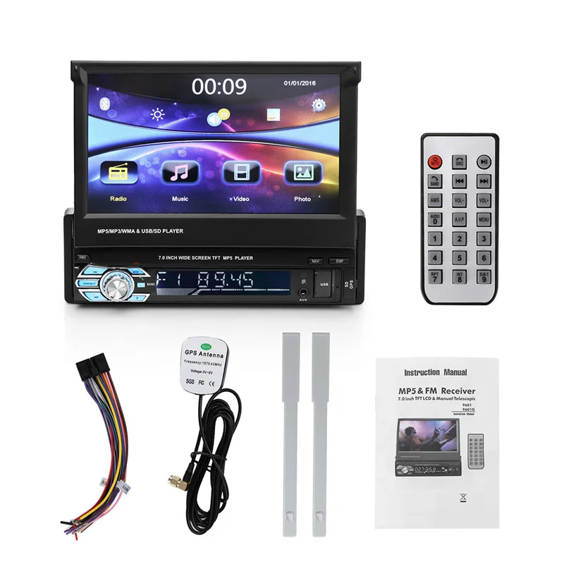 

Car Multimedia Player Alternative CD MP5 Card Player 7 Inch Retractable Screen Car MP4 Player Bluetooth Call MP3 Radio Player