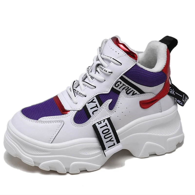 

Winter Sneakers Women Fashion Chunky Sneakers Black White Platform Sneakers Casual Shoes Woman Plush Dad Shoes trainers