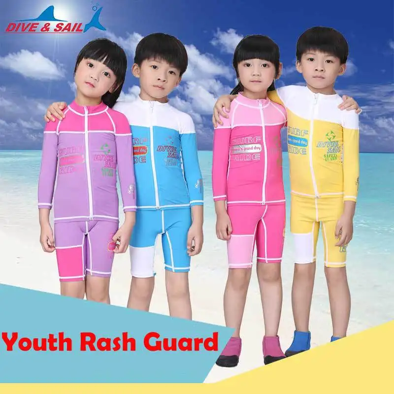 ==> [Free Shipping] Buy Best Premium Lycra Rash Guard for Youth Boys Girls Children Swimming Suit Dive Skin Swimwear Snorkling Swim 2-pieces Design Kids Online with LOWEST Price | 32389782350