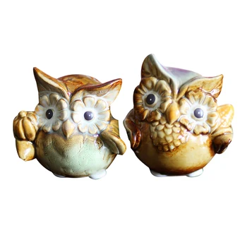 

4pcs/set Cute Owl Ornaments Ceramic Animals Desk Crafts Mini Owl Figurines Porcelain Miniature Home Decoration Accessories Gifts
