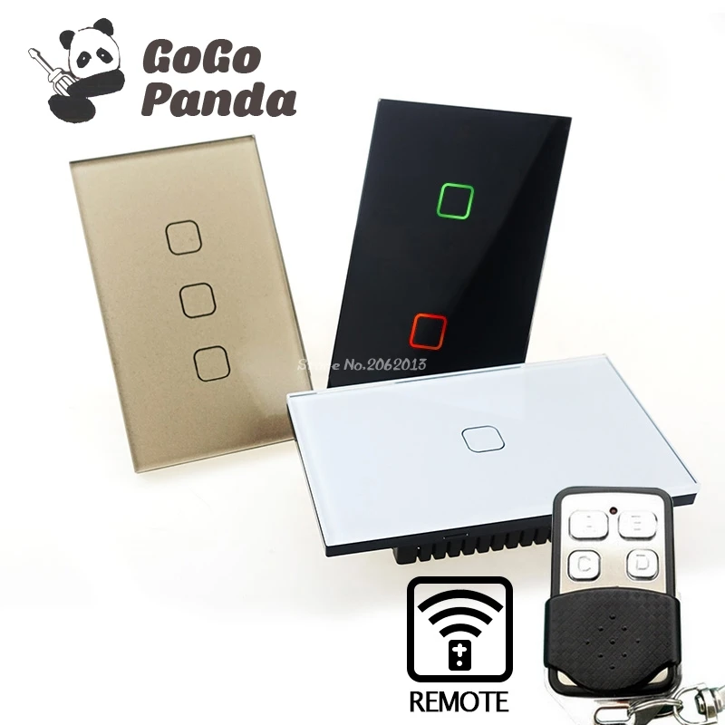 

US 1 Gang 2Gang 3Gange Remote Control Type Wall Light Controller Smart Home Automation Touch Switch Switch Waterproof Fireproof
