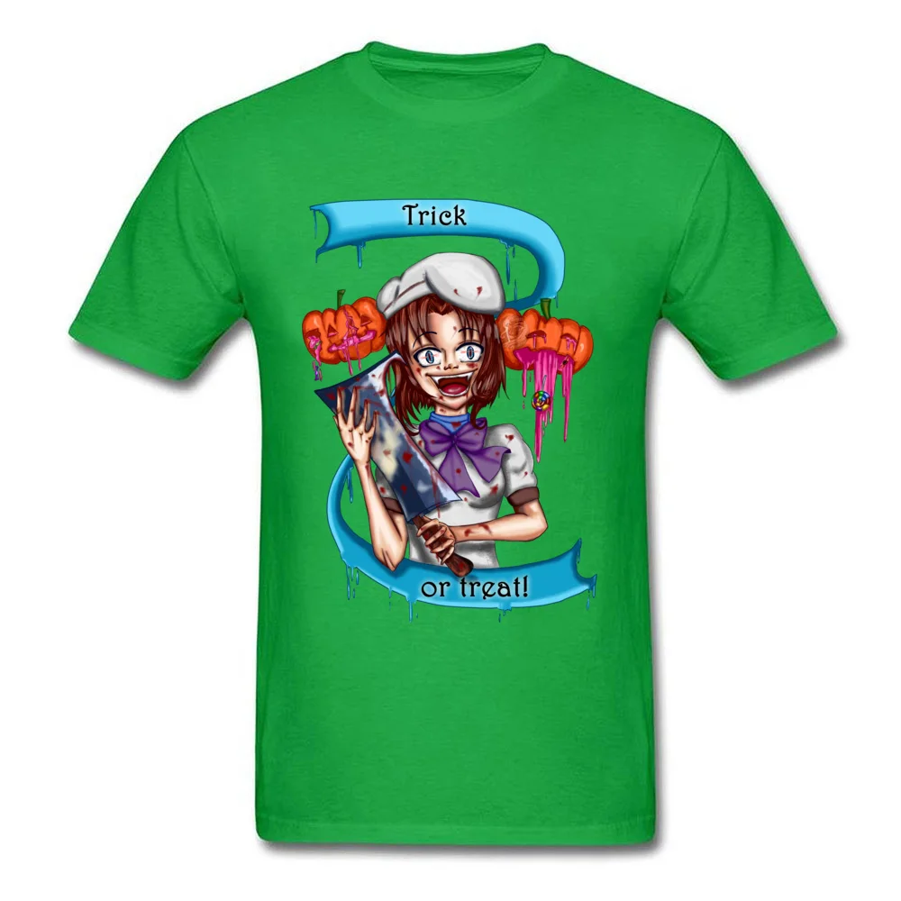 Trick or treat! Rena Ryuuguu Tops T Shirt Dominant O-Neck Group Short Sleeve 100% Cotton Men T Shirts Casual T Shirt Trick or treat! Rena Ryuuguu green
