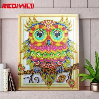 

5D Special Shaped Diamond Embroidery Crystal Colorful Owl DIY Diamond Painting Shining Round Rhinestones Cross Stitch Home Decor