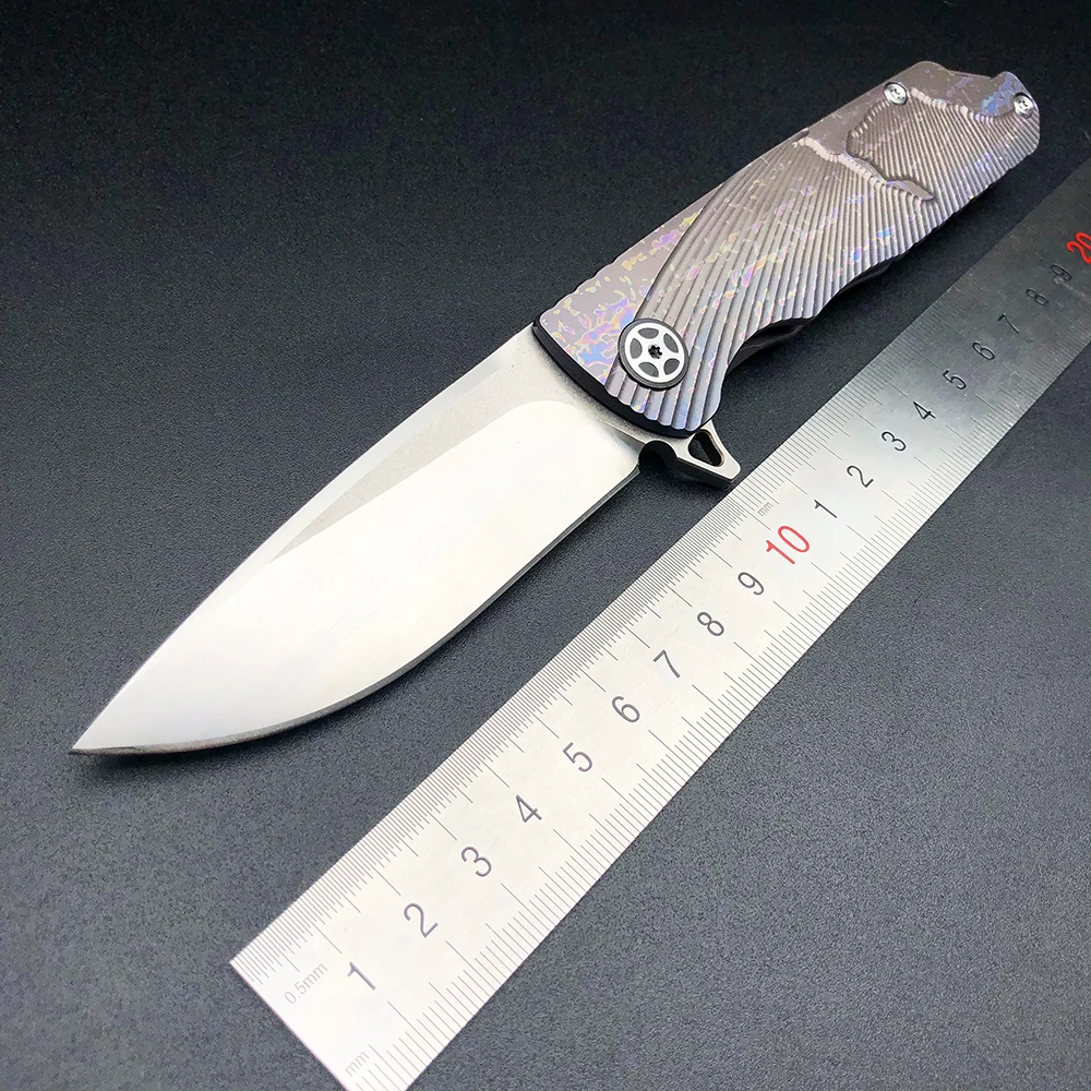 

BJL Survival Tactical Flipper folding knife AUS-10 Blade bearings TC4 Titanium handle camping hunting pocket knives CH3501
