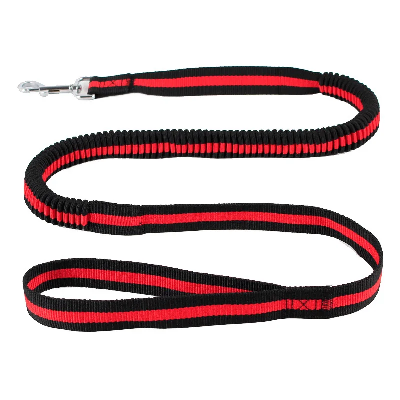 Red Black Dog Leash Nylon Elastic Buffer Rope Hands Free Leashes Pet