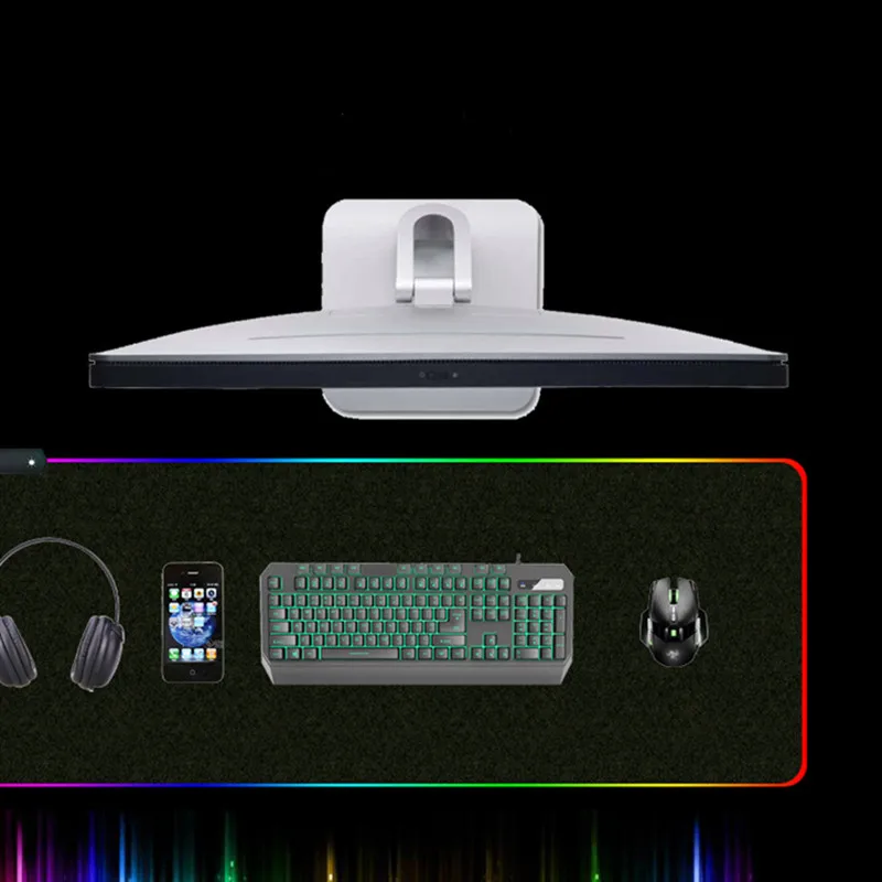 RGB игровой коврик для мыши 4 мм Радужный светящийся светодиодный 7 цветов