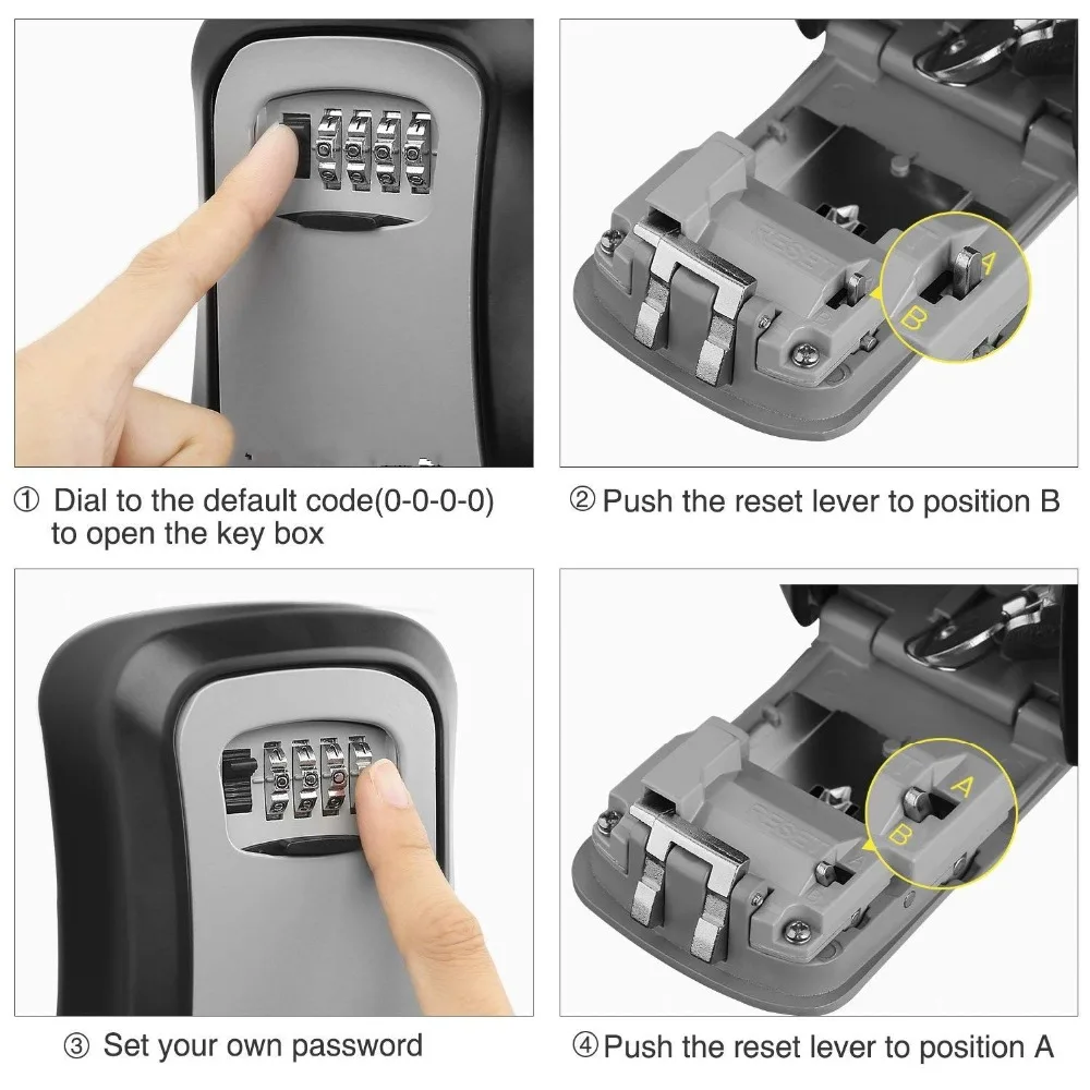 Keybox Lock Key Safe Box Outdoor Wall Mount Combination Password Lock Hidden Keys Storage Box Security Safes For Home Office