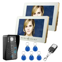10 "2 Мониторы RFID пароль видео-телефон двери Дверные звонки домофон Системы с ИК Камера 1000 ТВ линии дистанционного Система контроля доступа