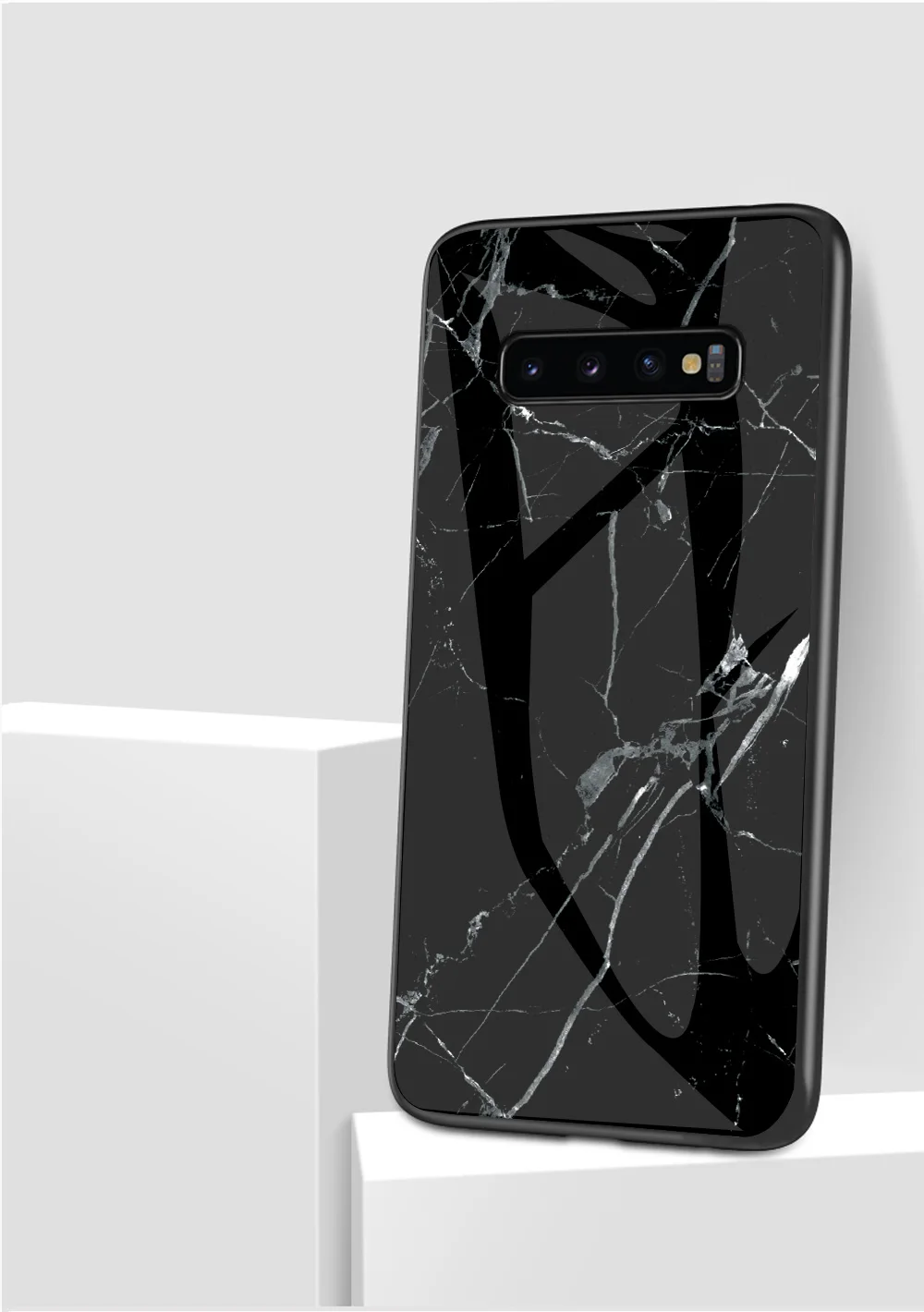 Marble Design 9H Glass Case With Soft Bumper Cover For Samsung S10e S8 A8s A7 J4 (6)