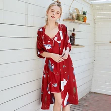 RS0363 женский халат и платье комплект женский сексуальный летний ночной халат ночная рубашка Женский атласный шелк 2 шт ночное белье