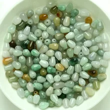 100 шт Myanmar Jade тканые DIY аксессуары натуральные товары три цвета нефритовые прямые отверстия капли воды нефритовые части
