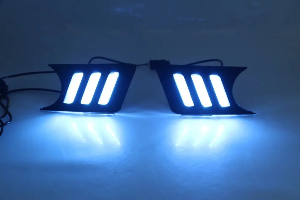 EOsuns led drl дневные ходовые огни с желтым сигналом поворота и синим ночным светом беспроводной переключатель для Nissan Sentra sylphy