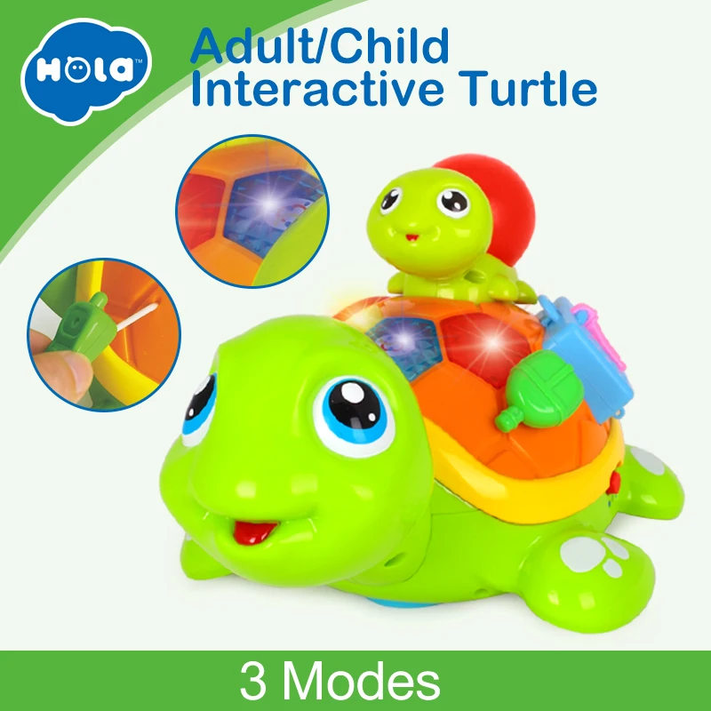 HUILE TOYS 868 Parent-Child Tortoise Interactive B/O Electric Animal Puzzle Turtle Toys for 6M+ Toddler Crawling Baby Toys