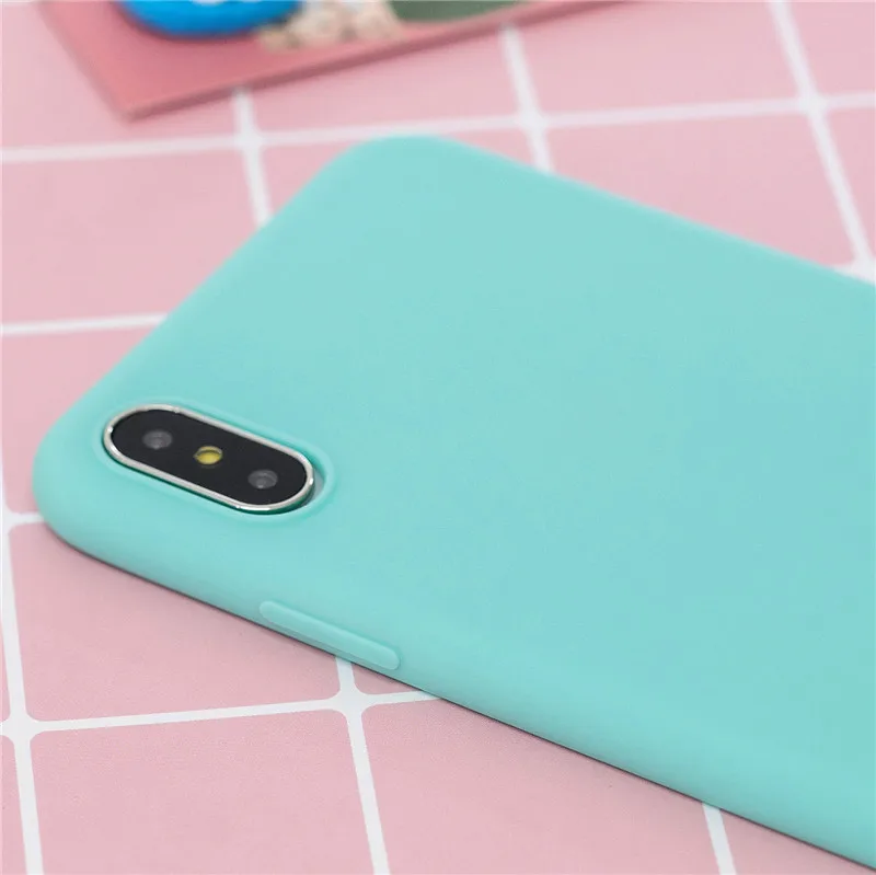 Чехол для iphone XS Candy Macaron Color TPU резиновый силиконовый чехол телефона X Max XR 8 7 6 6S 9 Plus 5
