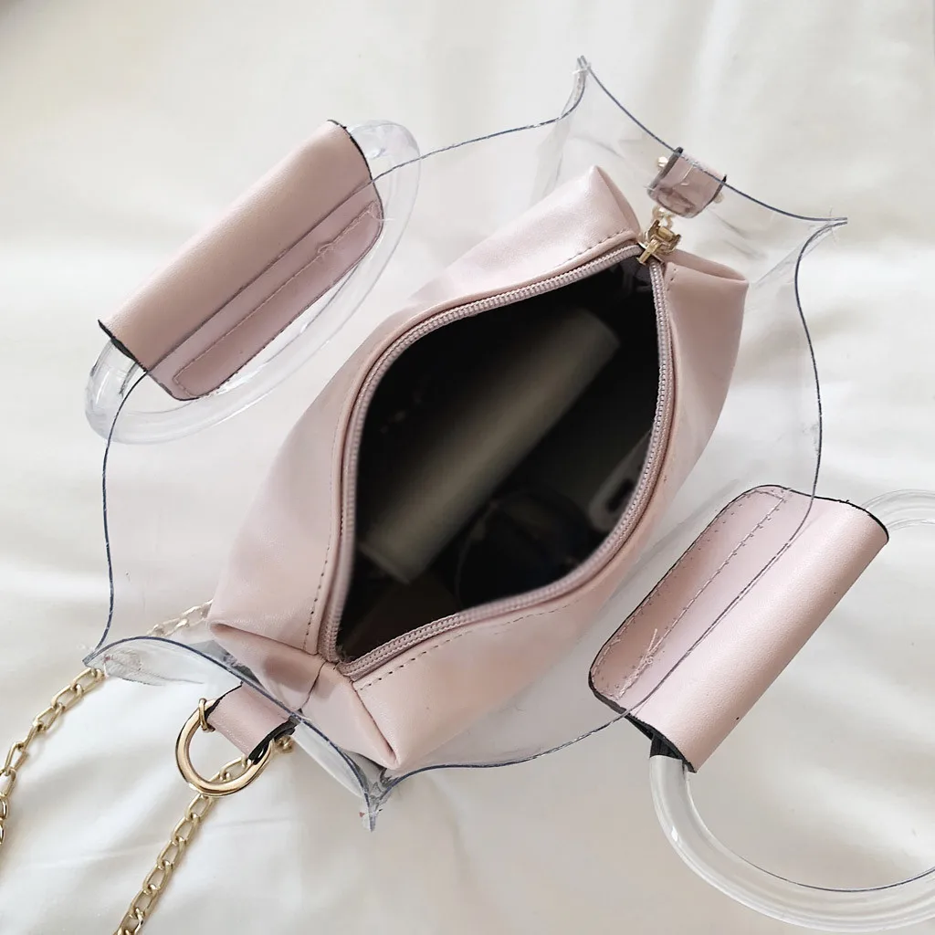 Женская модная повседневная однотонная прозрачная сумочка дикая диагональная Упаковка# NG