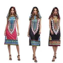 H&D African clothing New dress women 2017 fashion summer Europe and the United States printing hooded skirt summer women