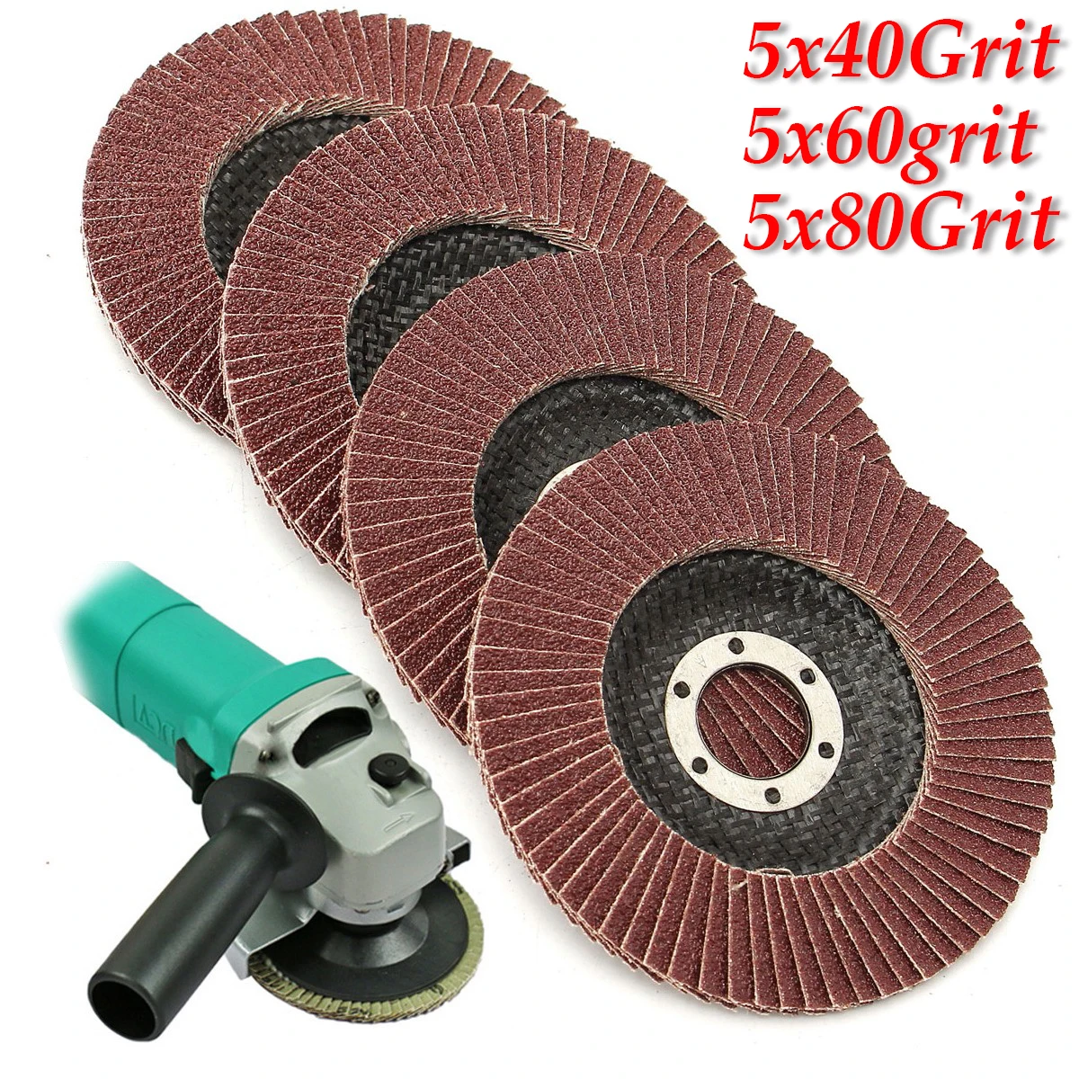 Doersupp 15pcs 4.5" Angle Grinder Sanding Flap Discs 40 60 80 Grit