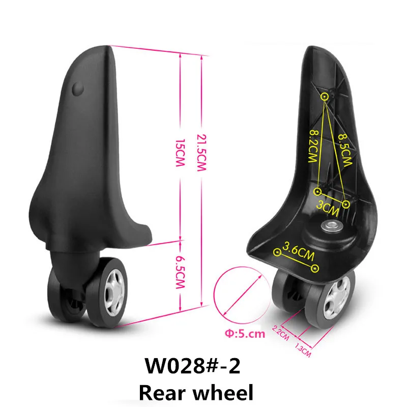 Замена багажных колес, ремонт чемоданов, запасные колеса для чемодана/багажа W028#-2 - Цвет: 1 pair Rear wheel