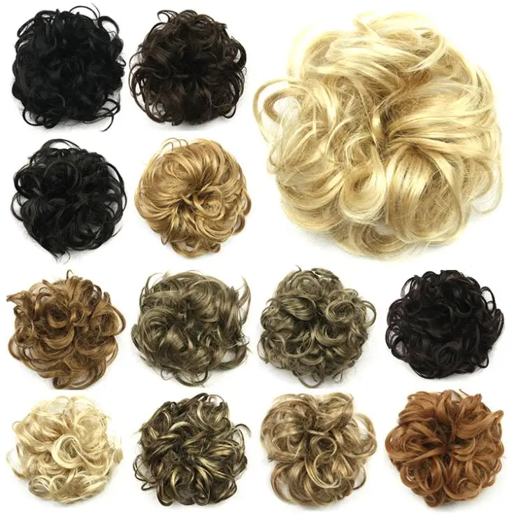 Soowee 30 Цвета Синтетические волосы лентой черный Scrunchie волос Bun Chignon высокое
