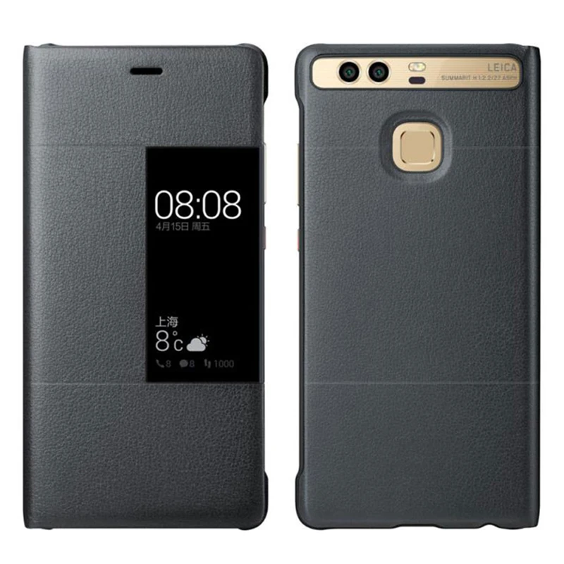 Ультратонкий чехол книжка из искусственной кожи с окошком для экрана Huawei P9 Plus