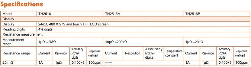 TH2516 0.05% точность DC микро Омметр тестер сопротивления