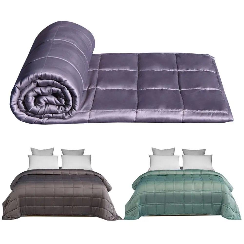 

Summer Cool Weighted Blanket Simulation Silk All Cotton Grid For Adult Anxiety Autism Overpressure Group 7/10/15lb For Gift