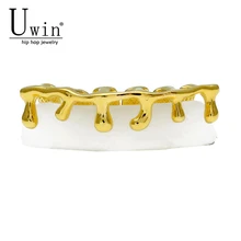 UWIN пользовательский Fit Золотой цвет хип хоп грили зубы капельные колпачки Нижняя Верхняя и нижняя гриль Модные Украшения серебряная Роза