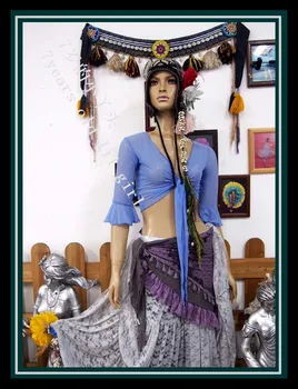 

Transparent thin belly dance Top with trumpet sleeves CD36-46