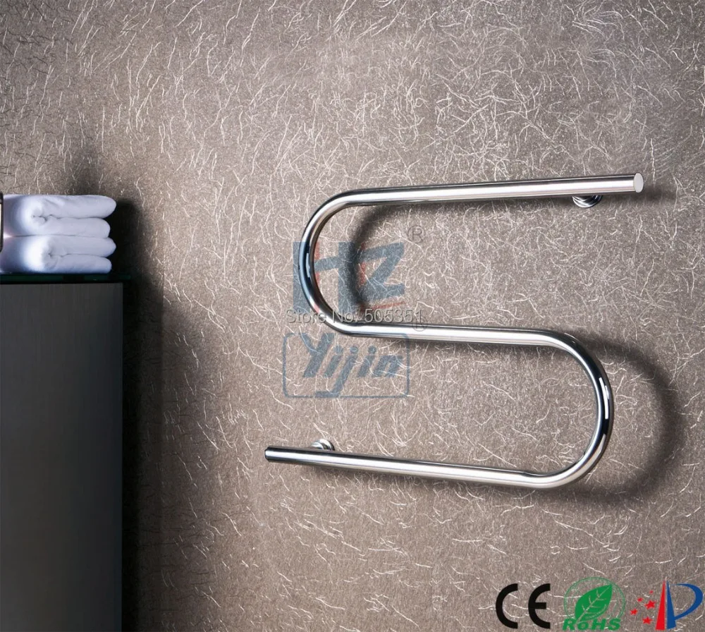 

Free Shipping S shape chrome Heated Towel Rail Stainless Steel Heater dryer for clothes hanger for towels warmer 906