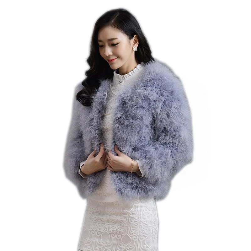 

13 colors fashion sexy Ostrich wool turkey fur 2018 wool coat feather fur short jacket angelababy free shipping