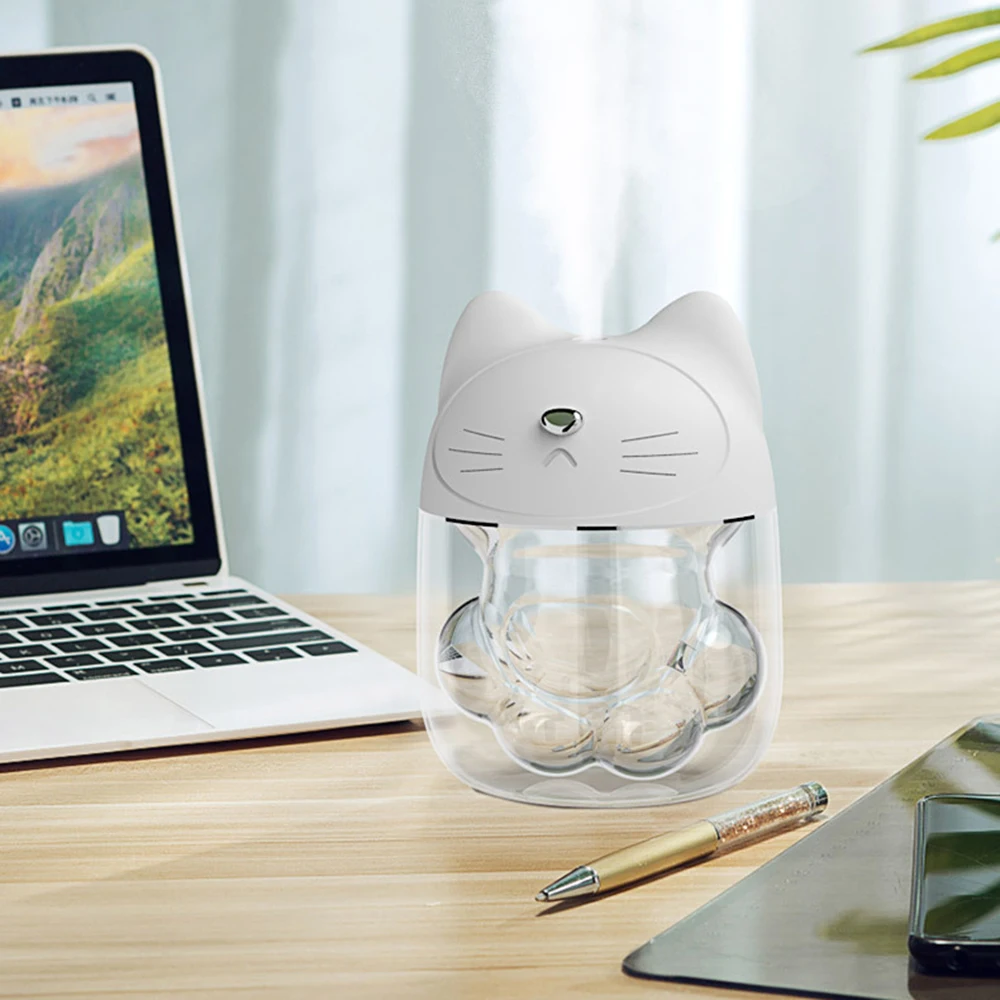 

150ml Cat Claw Air Humidifier Mini USB Personal Small Humidifier Water Tank and 7-Color Night Light Cool Mist Humidifier