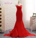 same as the photo HVVLF Формальные платья знаменитостей, Русалка с v-образным вырезом развертки Поезд атласная Красный Вечерние платья с низким вырезом на спине известный платья для красной дорожки - Цвет: same as the photo