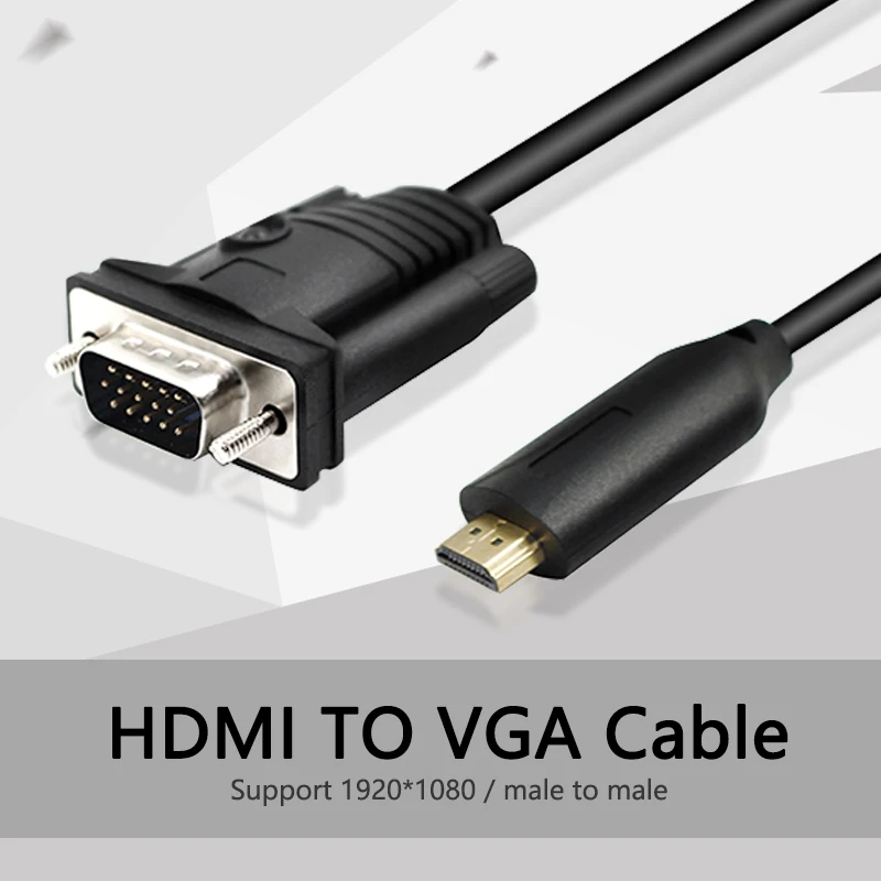 Hdmi-кабель золотой штекер VGA 15 контактов Кабель-адаптер конвертер 5 футов 1 2 м 1080 P HD