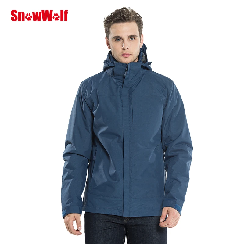 

SNOWWOLF Infrared Heating 2 in 1 Outdoor Mountain Jacket Thermal Windbreaker Men Sport Jackets with Hood for Camping Hiking