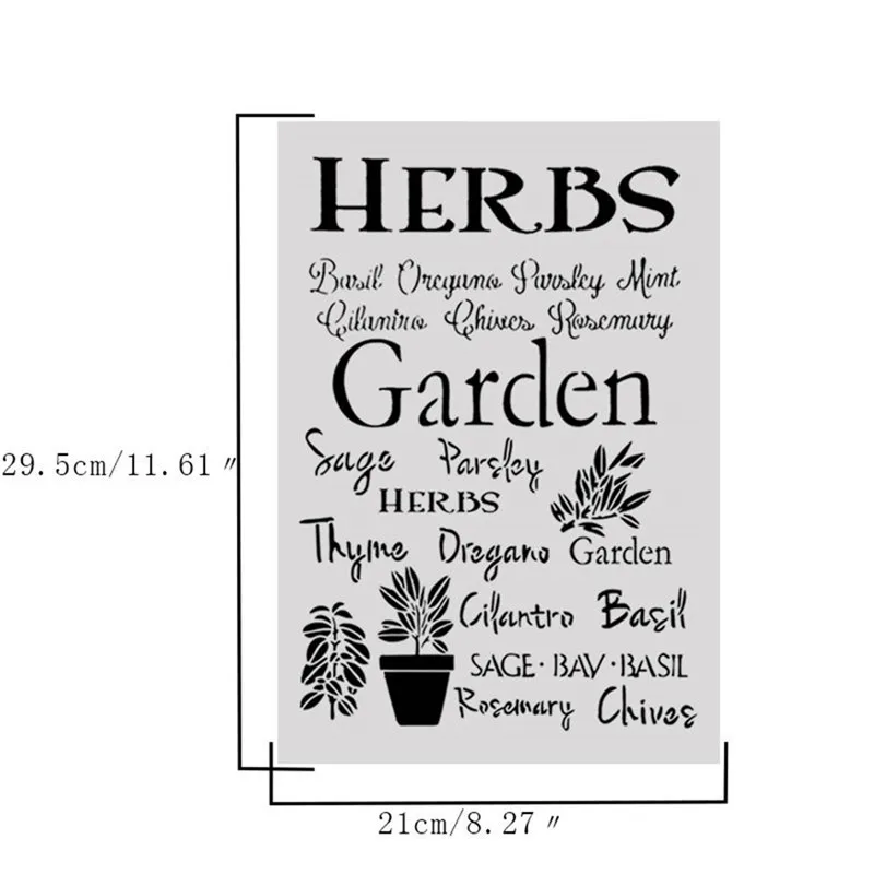 A4 Size DIY Craft Herb Garden Design Stencil Template For Wall Painting Scrapbooking Stamping Album Decorative Embossing Cards A4 Size DIY Craft Herb Garden Design Stencil Template For Wall Painting Scrapbooking Stamping Album Decorative Embossing Cards