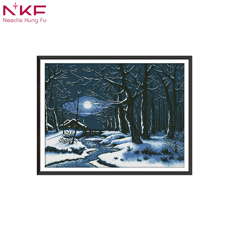

NKF new cross stitch kit Winter night needlework DMC 11/14 CT DIY handmade embroidery Kit for home decor& gift